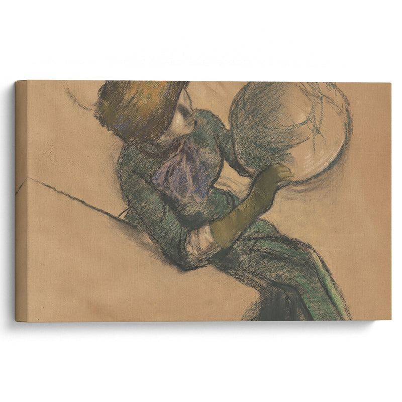 Femme tenant un chapeau (circa 1885) - Edgar Degas - Canvas Print