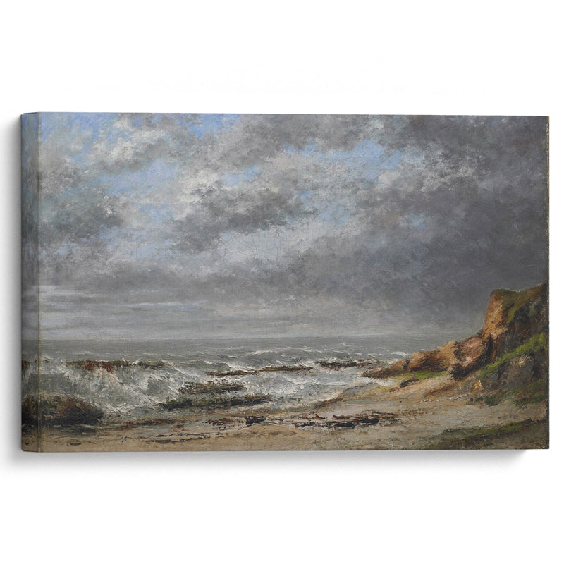 View of a rough sea near a cliff (after 1873) - Gustave Courbet - Canvas Print