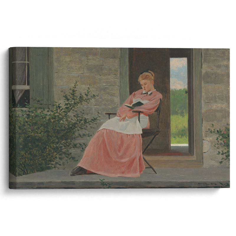 Girl Reading On A Stone Porch (1872) - Winslow Homer - Canvas Print