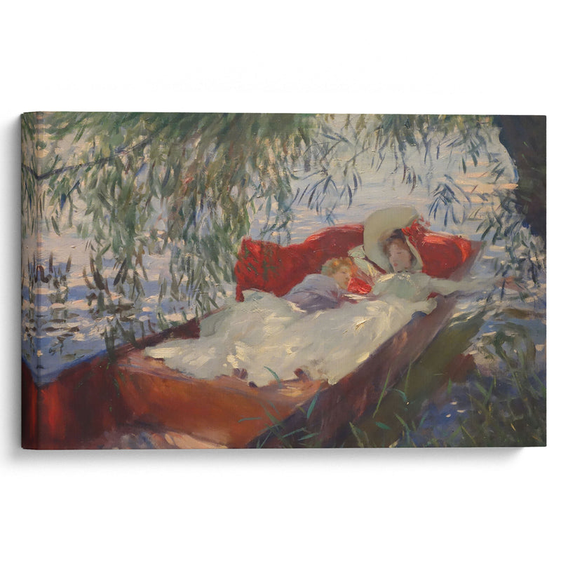 Lady and Child Asleep in a Punt under the Willows (1887) - John Singer Sargent - Canvas Print