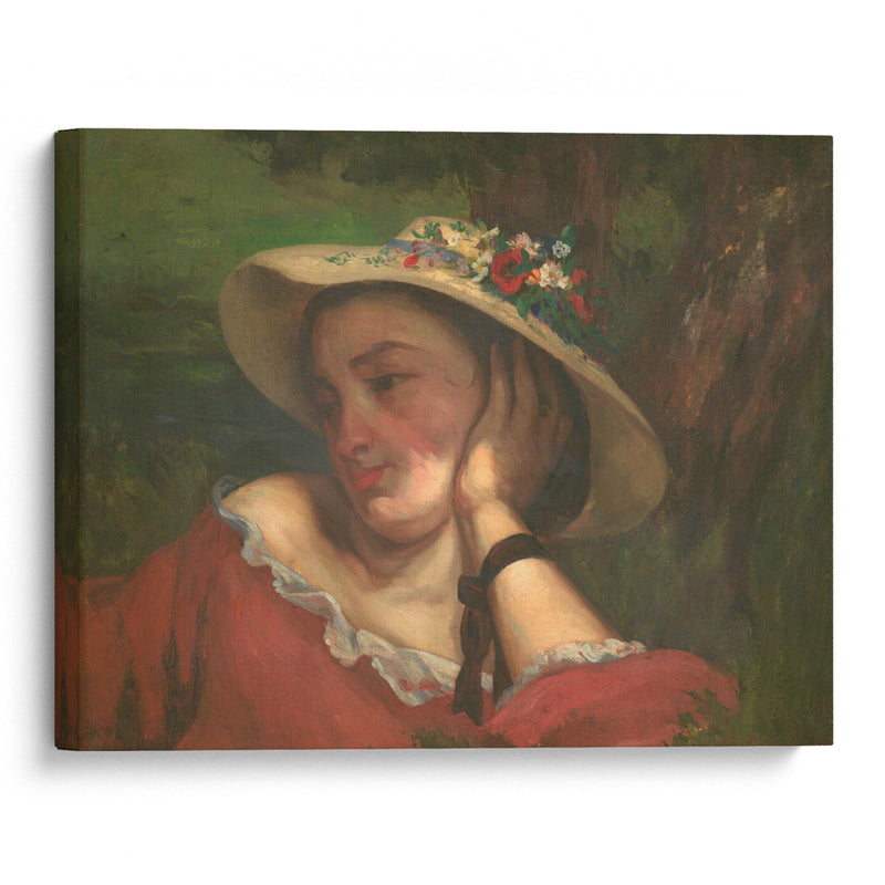 Woman with Flowers on Her Hat (1857) - Gustave Courbet - Canvas Print