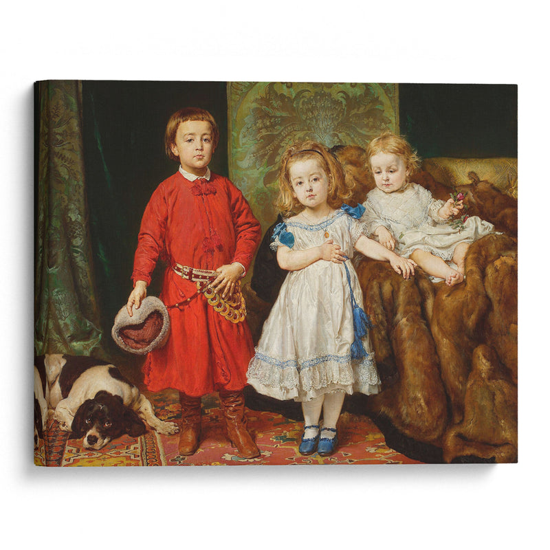 Portrait of artist’s three children, Tadeusz, Helena and Beata (1870) - Jan Matejko - Canvas Print