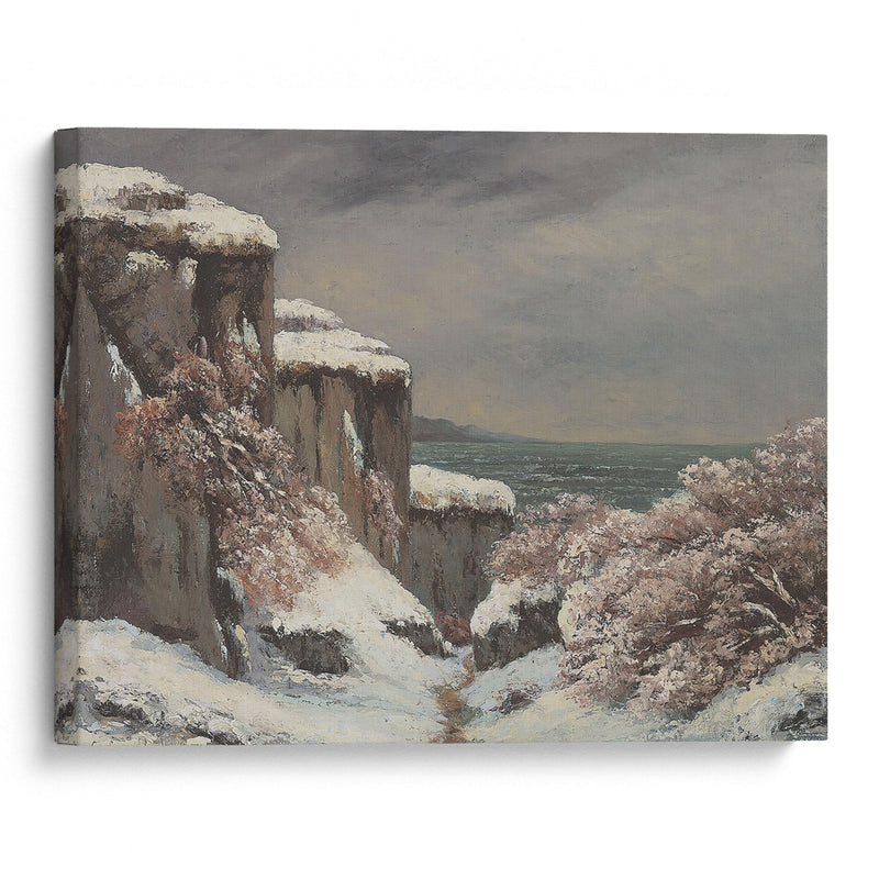 Falaises Au Bord De La Mer Sous La Neige - Gustave Courbet - Canvas Print