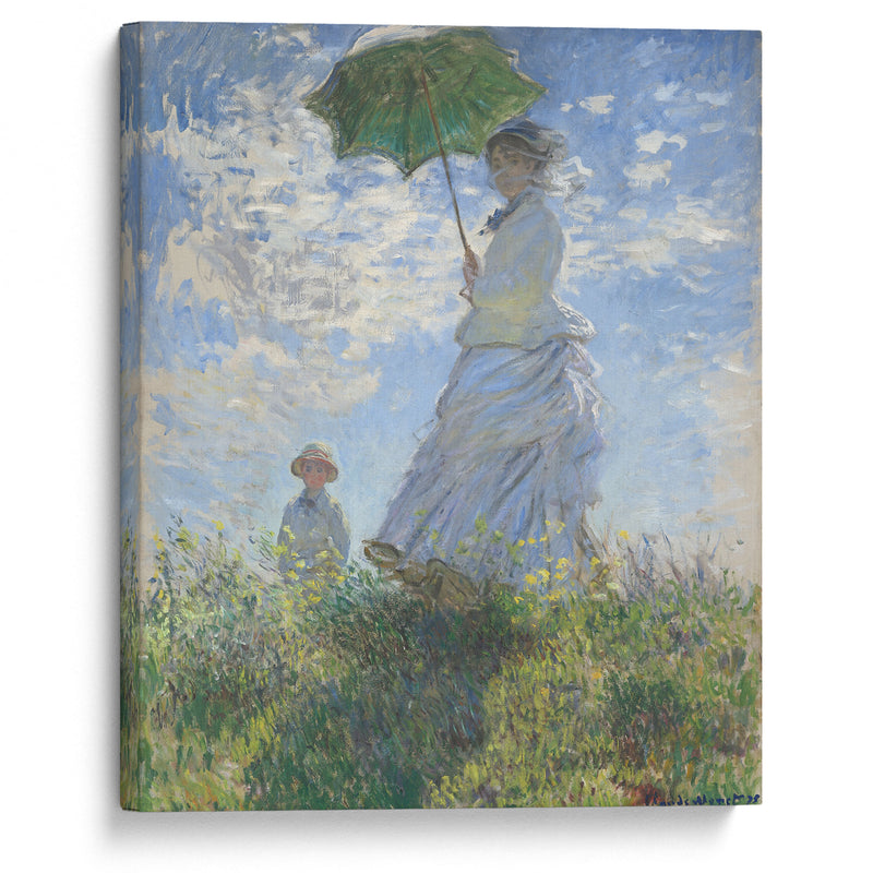 Woman with a Parasol – Madame Monet and Her Son (1875) - Claude Monet - Canvas Print