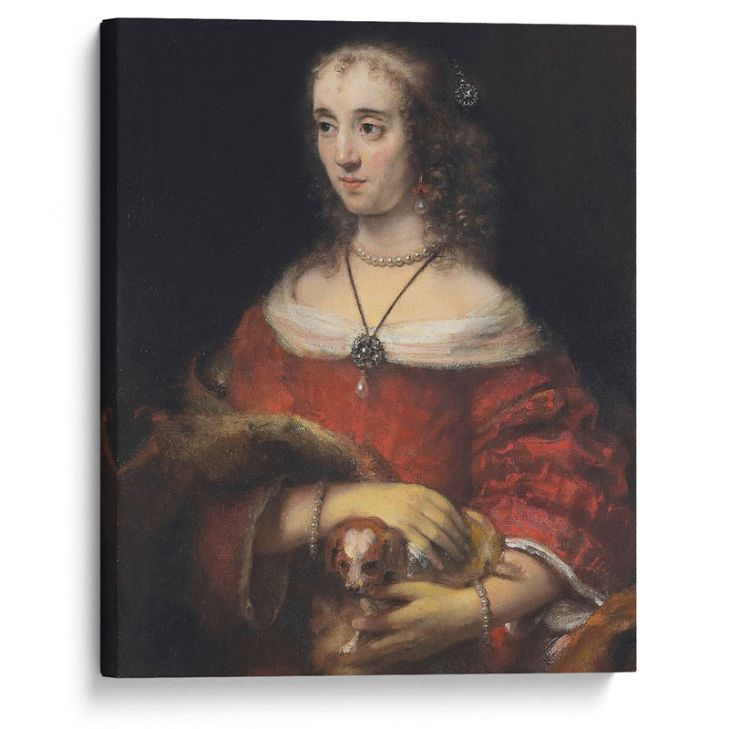 Portrait of a Lady with a Lap Dog (ca 1665) - Rembrandt van Rijn - Canvas Print