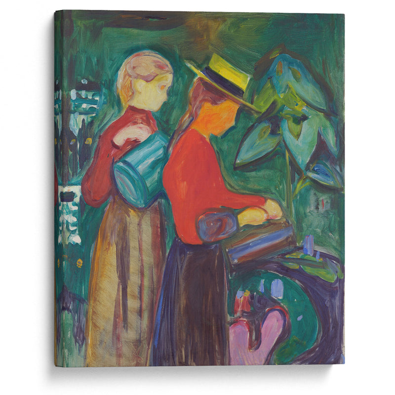 Girls watering Flowers (The Linde Frieze) (1904) - Edvard Munch - Canvas Print