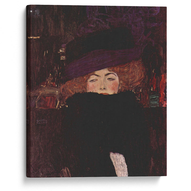 Dame mit Hut und Federboa (1909) - Gustav Klimt - Canvas Print