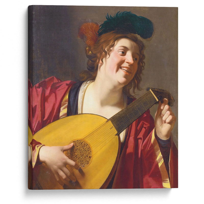 A Woman Tuning A Lute (1624) - Gerard van Honthorst - Canvas Print