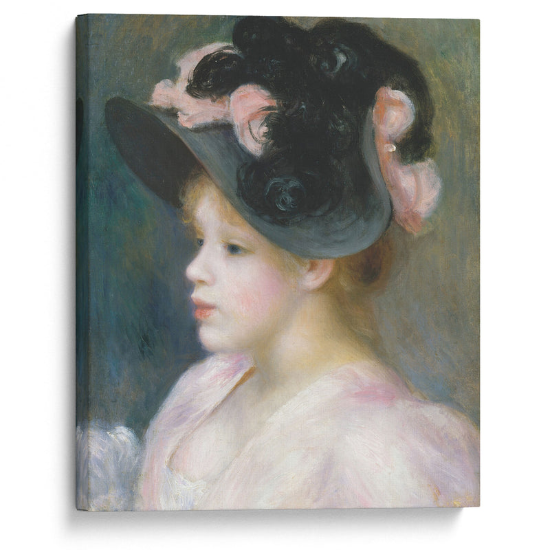 Young Girl in a Pink-and-Black Hat (ca. 1891) - Pierre-Auguste Renoir - Canvas Print