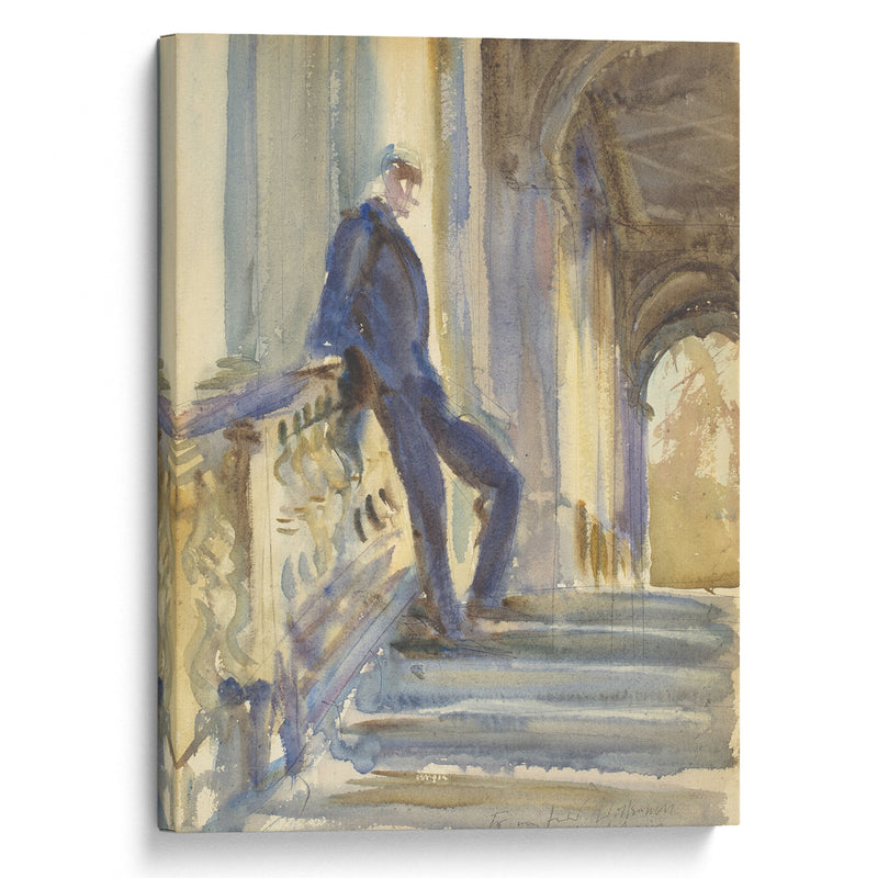 Sir Neville Wilkinson On The Steps Of The Palladian Bridge At Wilton House (1904-1905) - John Singer Sargent - Canvas Print