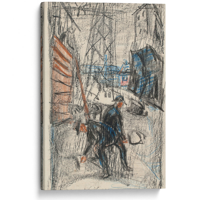 Arbeidere i gate (1930-1931) - Edvard Munch - Canvas Print