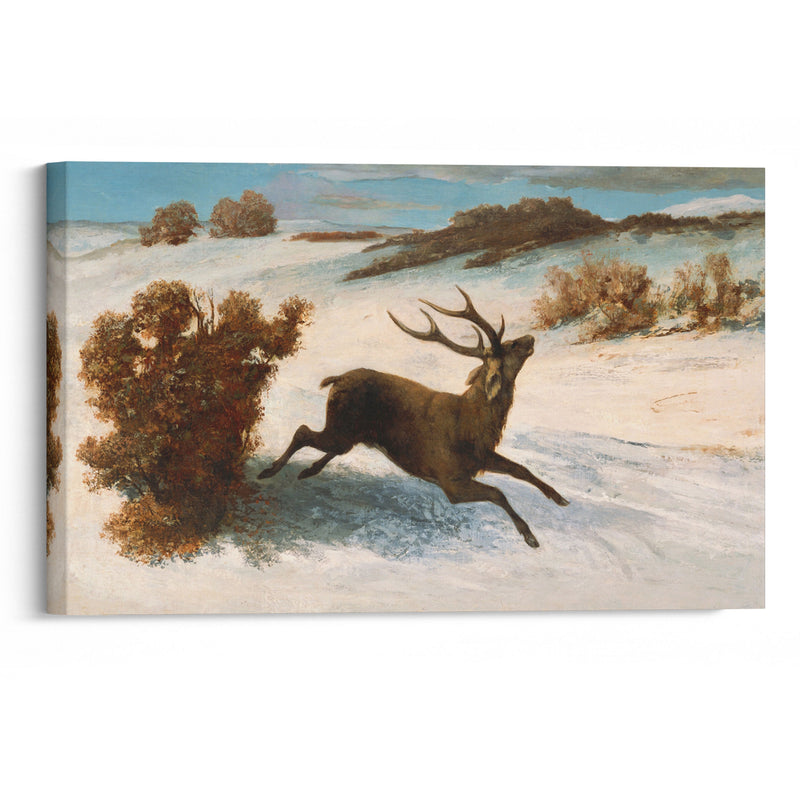 Deer Running in the Snow (c.1856) - Gustave Courbet - Canvas Print