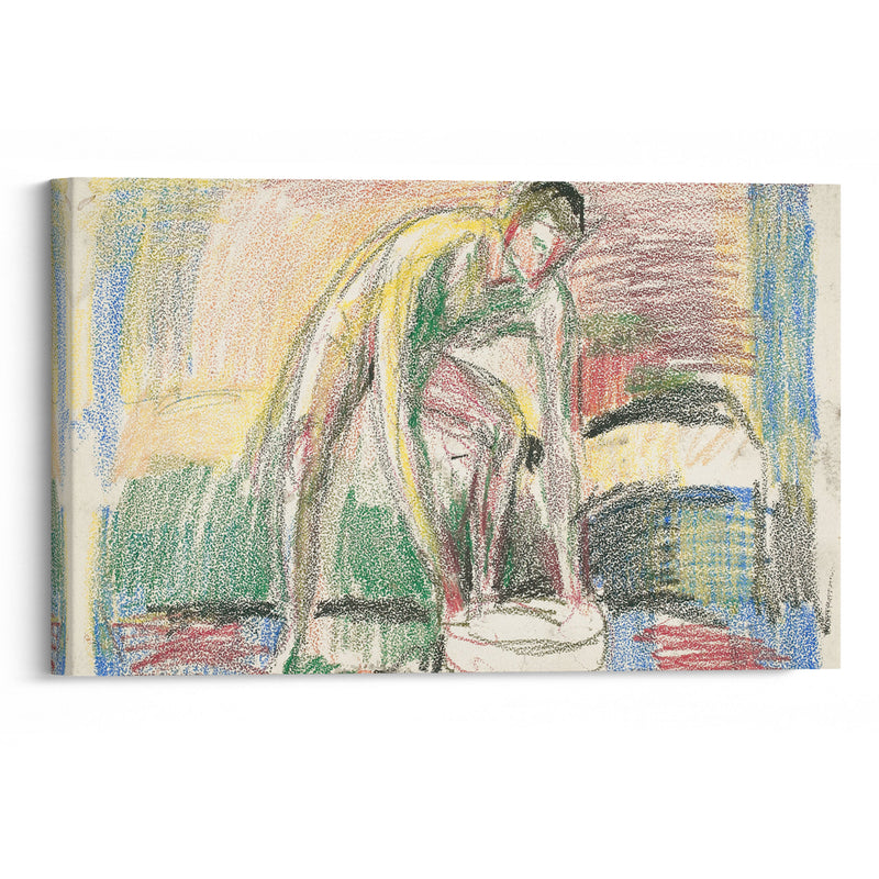 Naken mann vasker føttene (Ca. 1925) - Edvard Munch - Canvas Print