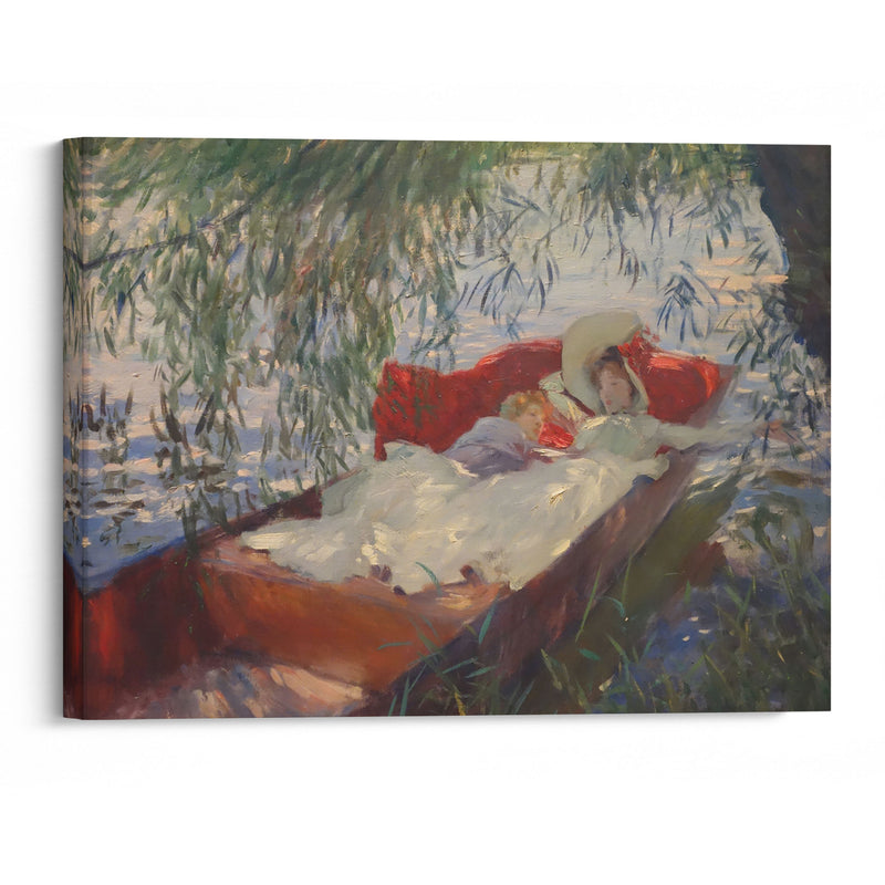Lady and Child Asleep in a Punt under the Willows (1887) - John Singer Sargent - Canvas Print