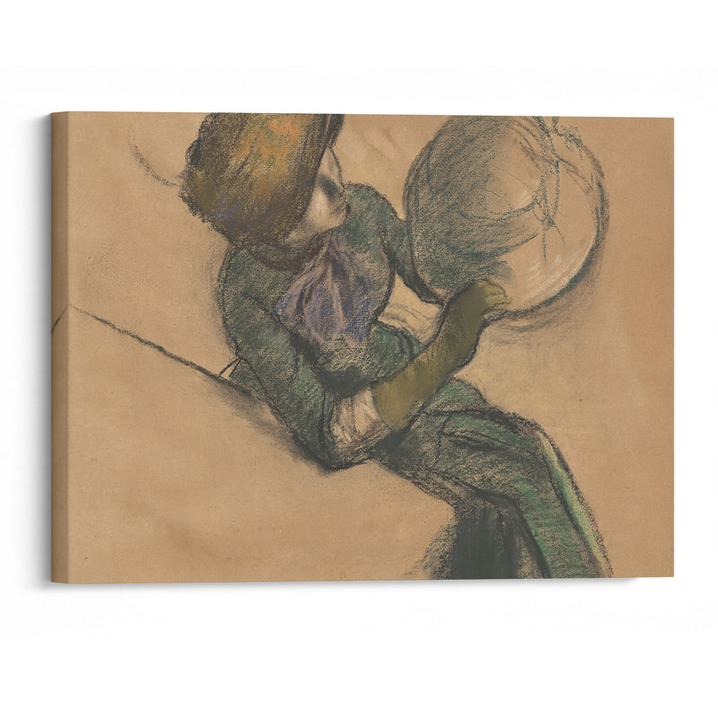 Femme tenant un chapeau (circa 1885) - Edgar Degas - Canvas Print