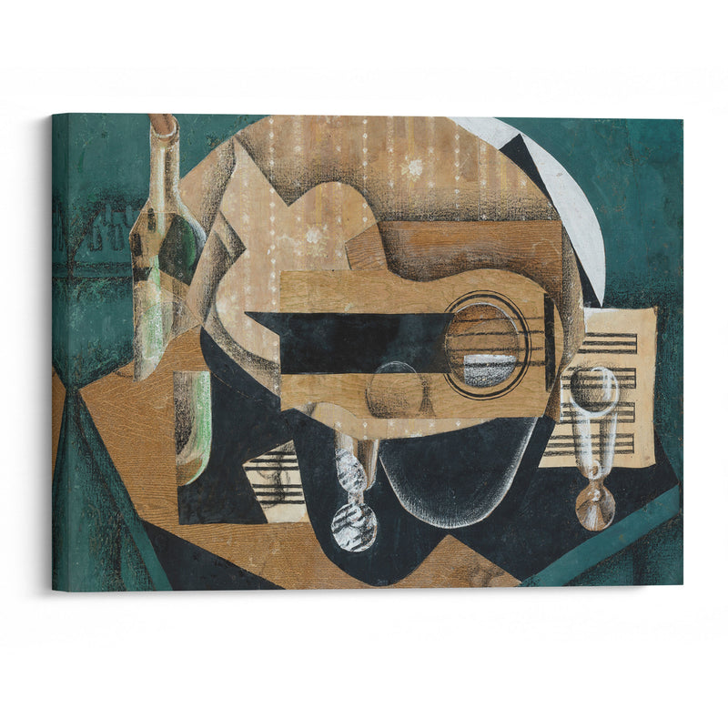 A Guitar, Glasses and a Bottle (1913) - Juan Gris - Canvas Print