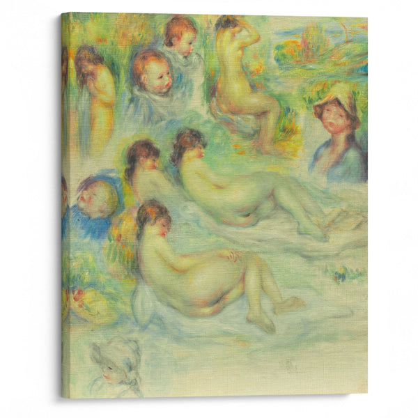 Studies of Pierre Renoir; His Mother, Aline Charigot; Nudes; and Landscape (1885-86) - Pierre-Auguste Renoir - Canvas Print