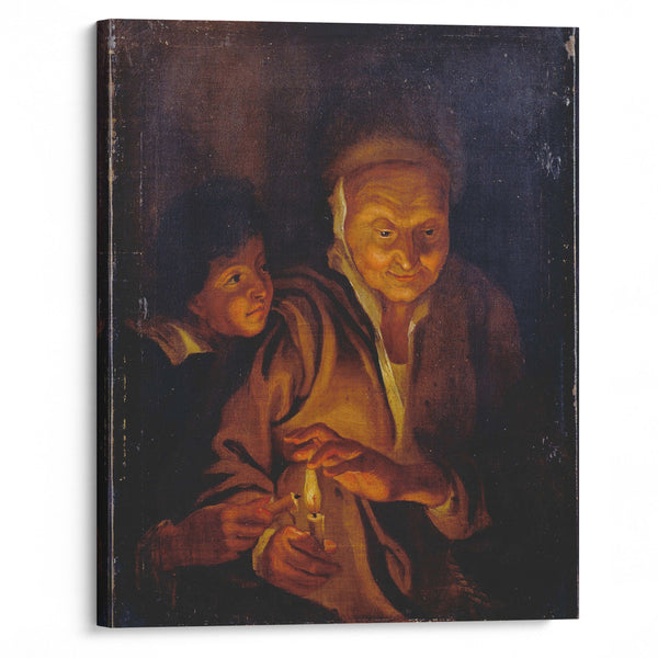 A Boy lighting a Candle from one held by an Old Woman - Peter Paul Rubens - Canvas Print