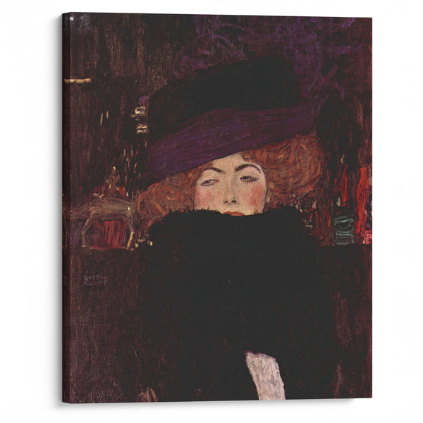 Dame mit Hut und Federboa (1909) - Gustav Klimt - Canvas Print