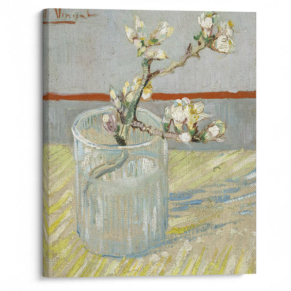 Sprig of flowering almond in a glass (1888) - Vincent van Gogh - Canvas Print