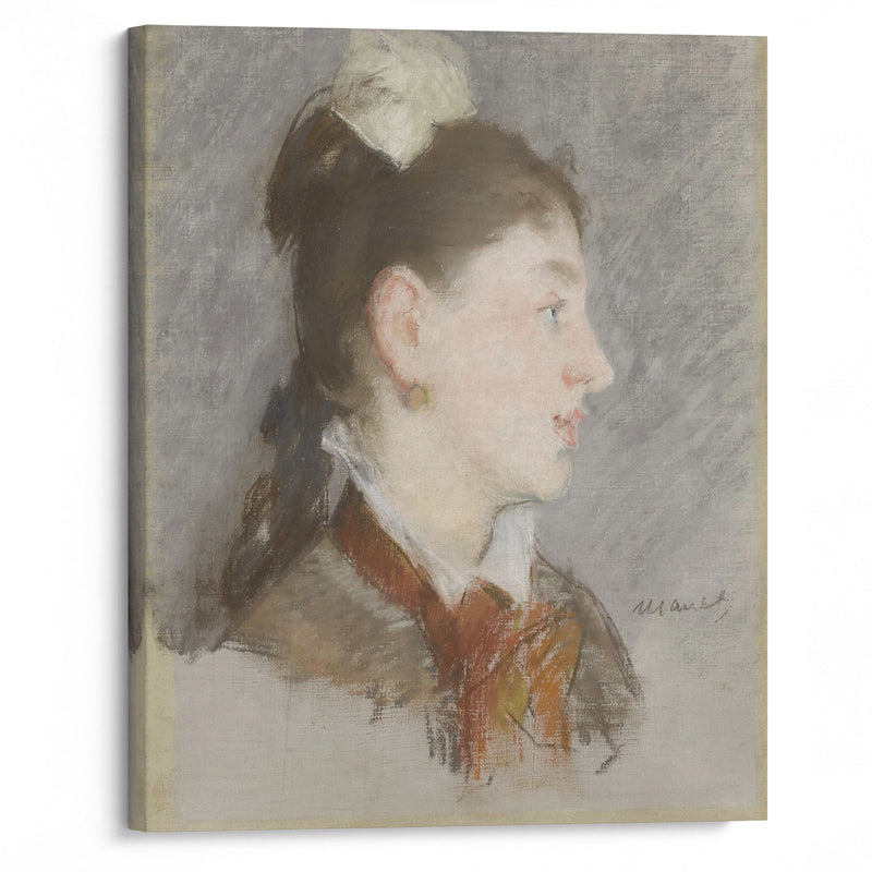 Jeune fille au col cassé, de profil (circa 1880) - Édouard Manet - Canvas Print