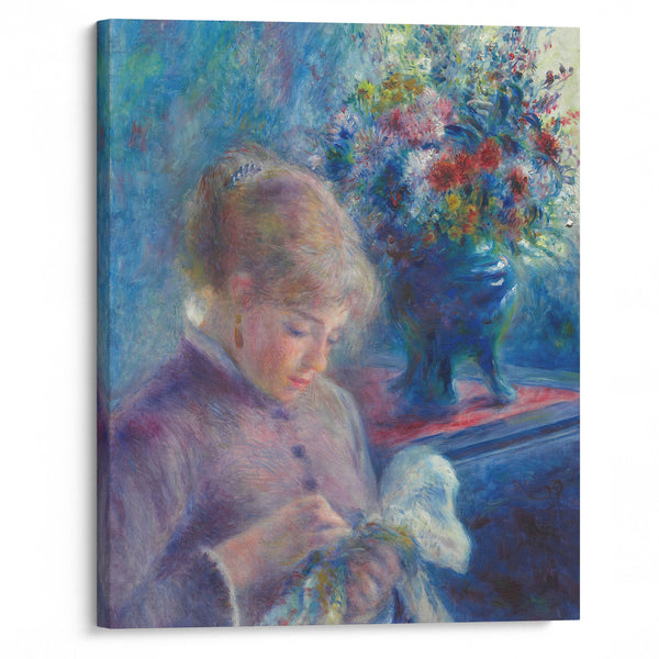 Young Woman Sewing (1879) - Pierre-Auguste Renoir - Canvas Print