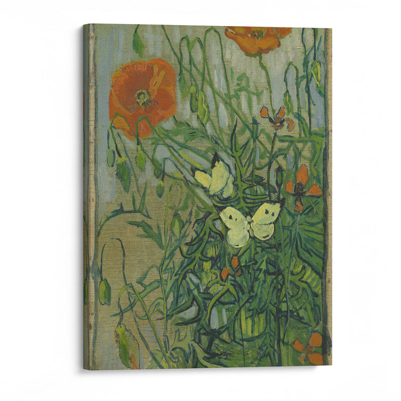 Butterflies and poppies (1890) - Vincent van Gogh - Canvas Print