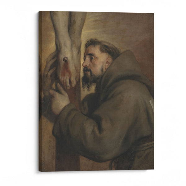Saint Francis of Assisi at the foot of the Cross - Anthony van Dyck - Canvas Print
