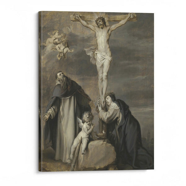 The Crucified Christ Adored By Saints Dominic And Catherine Of Siena - Anthony van Dyck - Canvas Print