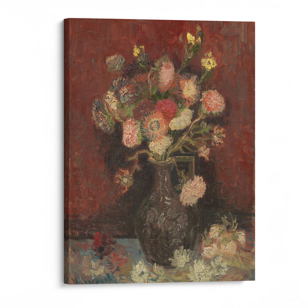 Vase with Chinese asters and gladioli (1886) - Vincent van Gogh - Canvas Print