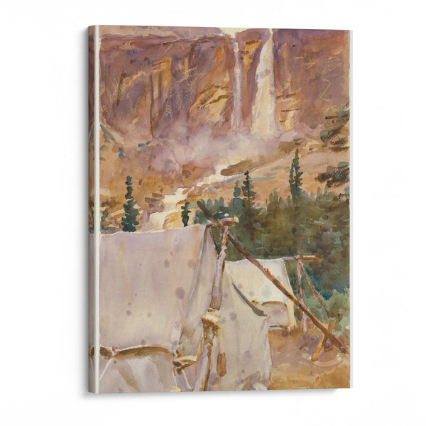 Camp and Waterfall (1916) - John Singer Sargent - Canvas Print