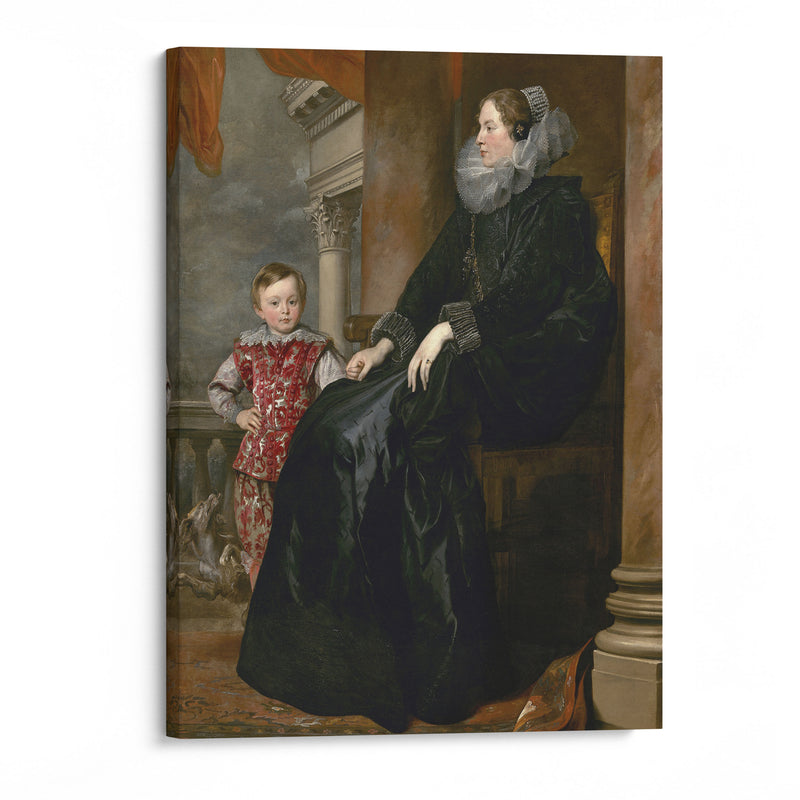 A Genoese Noblewoman and Her Son (c. 1626) - Anthony van Dyck - Canvas Print