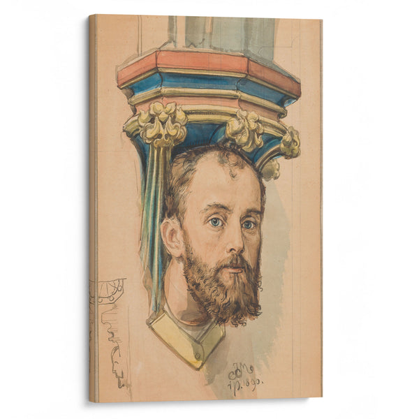Console in the shape of a male head (portrait of T. Stryjeński) (1890) - Jan Matejko - Canvas Print