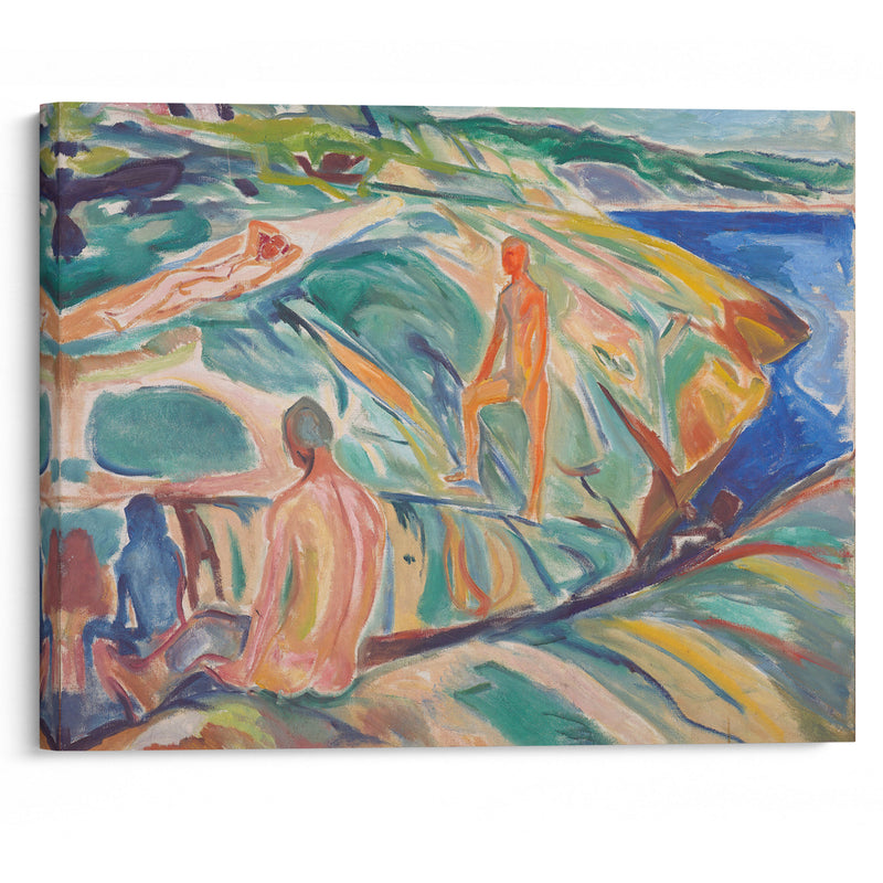 Bathing Men on Rocks (1915) - Edvard Munch - Canvas Print