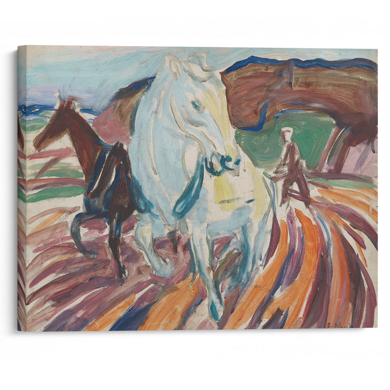 Horses Ploughing (1929) - Edvard Munch - Canvas Print