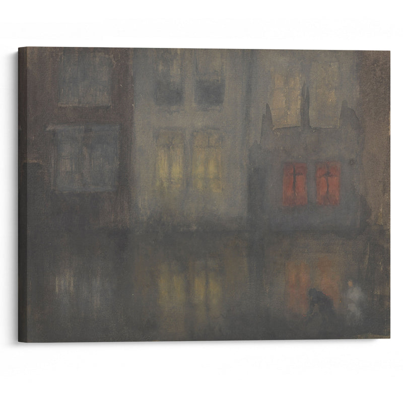 Nocturne: Black and Red—Back Canal, Holland - James Abbott McNeill Whistler - Canvas Print