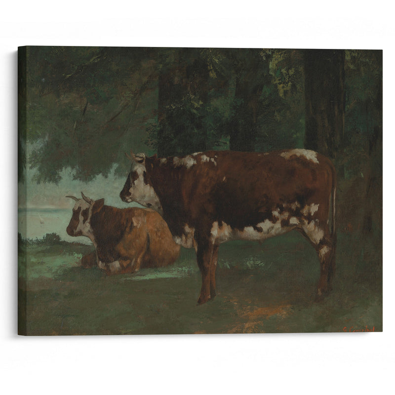 Deux vaches a la robe marron - Gustave Courbet - Canvas Print