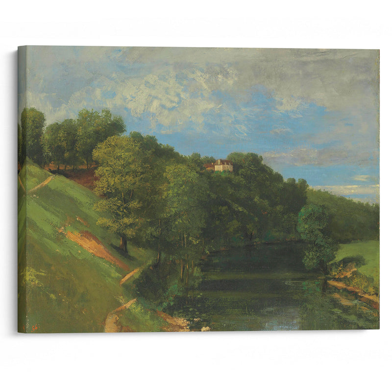 Château Au Bord De La Rivière (1856) - Gustave Courbet - Canvas Print