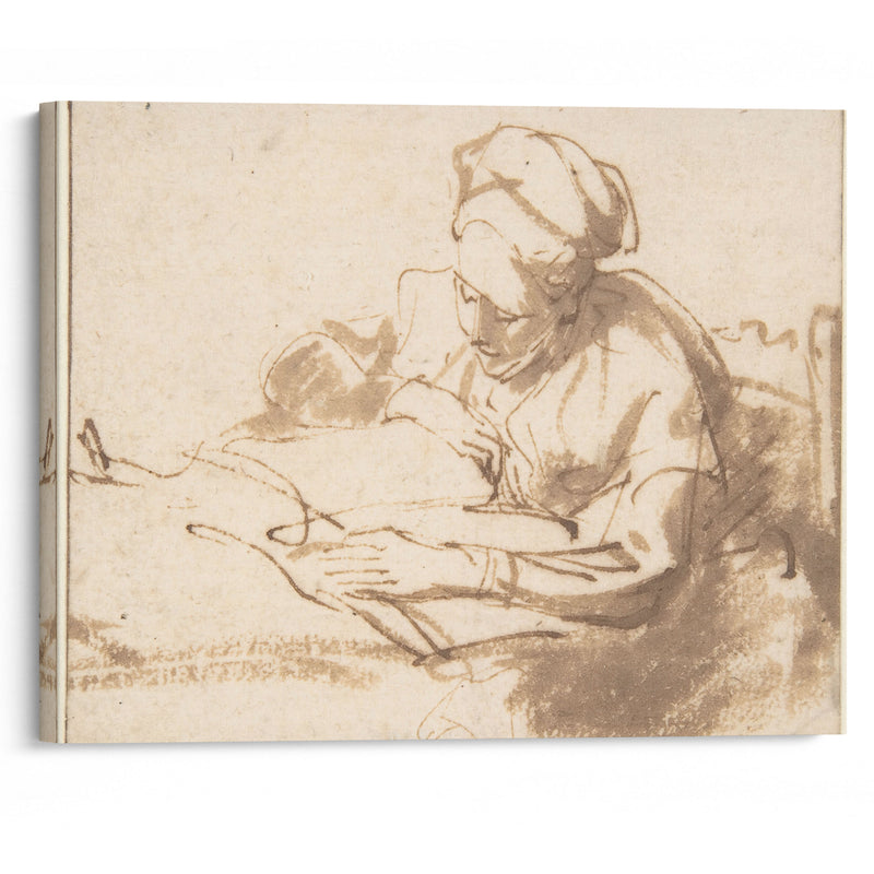 Woman Reading (1606–69) - Rembrandt van Rijn - Canvas Print