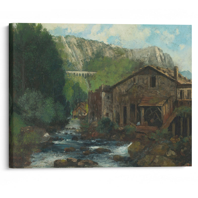 A Mill In A Rocky Landscape (1873) - Gustave Courbet - Canvas Print