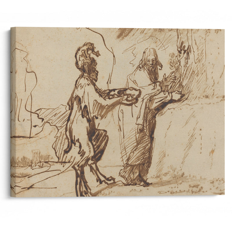 Satan Tempting Christ to Change Stones into Bread (1635-1640) - Rembrandt van Rijn - Canvas Print