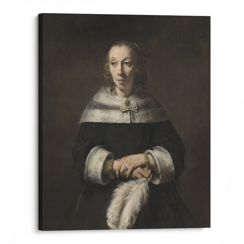 Portrait of a Lady with an Ostrich-Feather Fan (c. 1656-1658) - Rembrandt van Rijn - Canvas Print