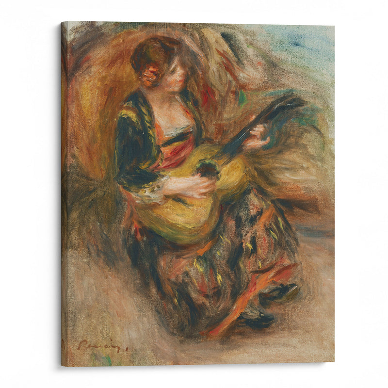 Jeune femme assise jouant de la guitare (1898-1900) - Pierre-Auguste Renoir - Canvas Print