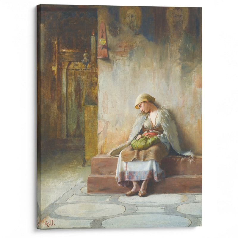 Young Girl Sleeping In A Church - Theodoros Ralli - Canvas Print