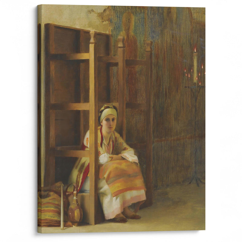 Young Girl In A Greek Church - Theodoros Ralli - Canvas Print