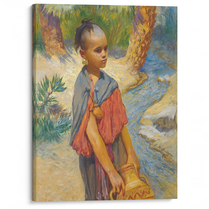 A young girl by a river - Frederick Arthur Bridgman - Canvas Print