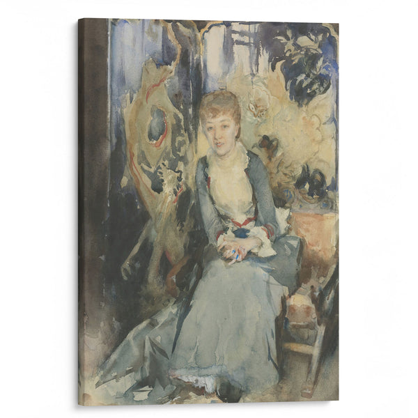 Mrs Reubell Seated In Front Of A Screen (circa 1884) - John Singer Sargent - Canvas Print