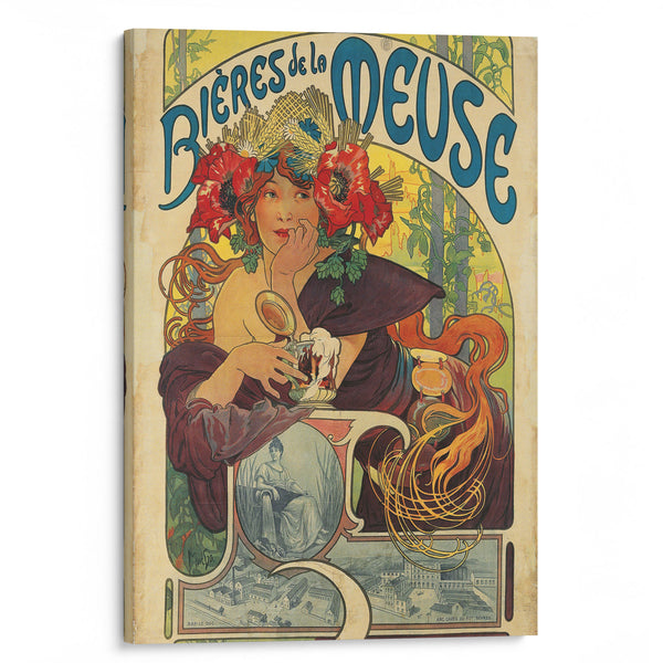 Bières De La Meuse (1897) - Alphonse Mucha - Canvas Print