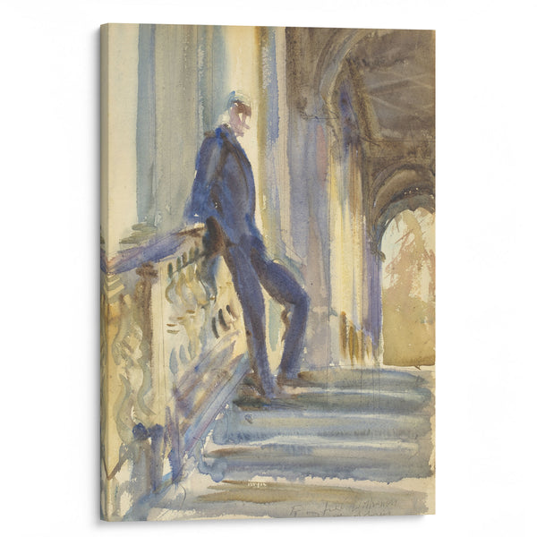 Sir Neville Wilkinson On The Steps Of The Palladian Bridge At Wilton House (1904-1905) - John Singer Sargent - Canvas Print