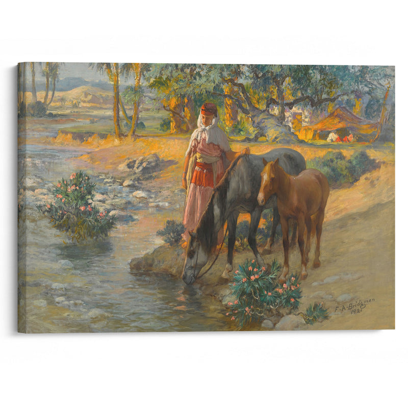 Watering the Horses (1921) - Frederick Arthur Bridgman - Canvas Print